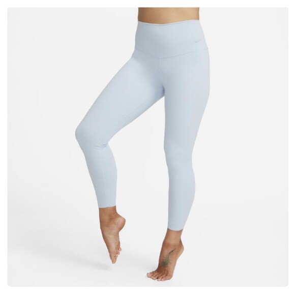 Women's Nike Zenvy Gentle Support High Rise 7/8 Leggings Light Blue Medium - Picture 1 of 7